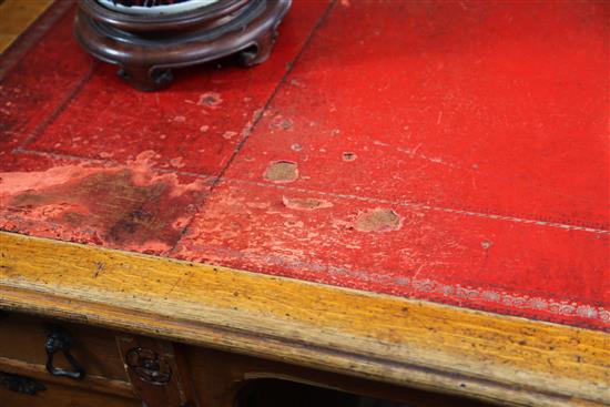 Gillows after a design by A.W.N.Pugin. A Victorian gothic revival oak desk, W. 5ft. D. 2ft 6in. H.2ft 6in.